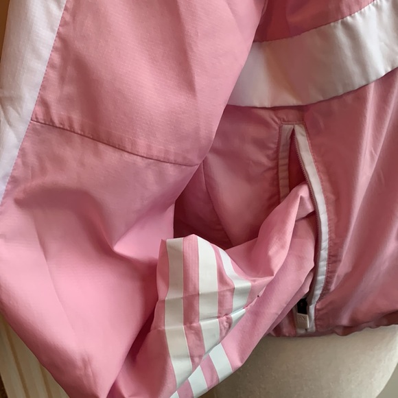 SOLD - Adidas Pink & White Nylon Hoodie Windbreaker - Picture 6 of 8